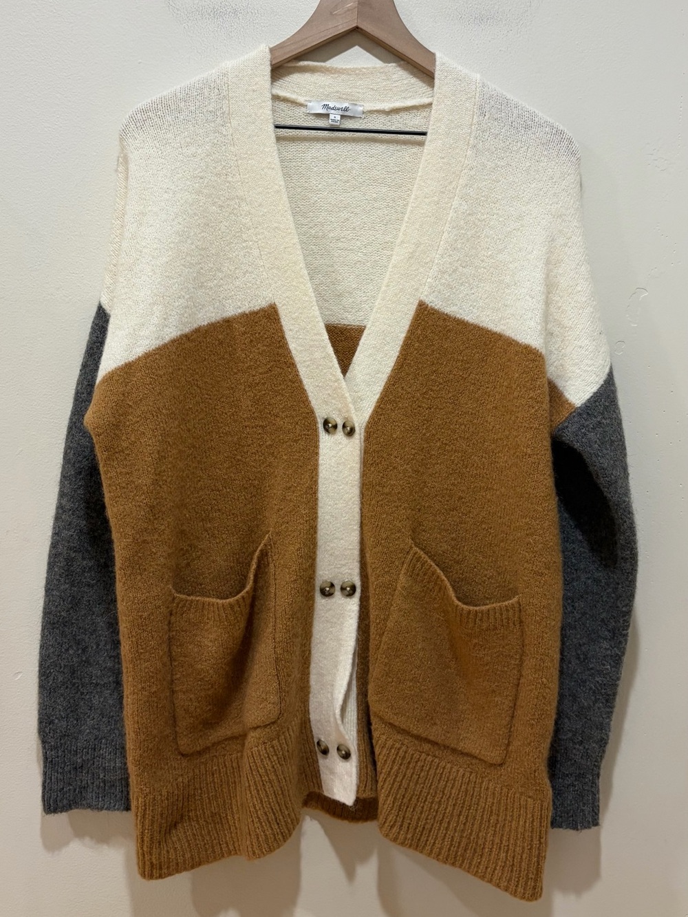 Madewell Allston Double Button Colorblock Wool Cardigan Sweater - Women’s Small